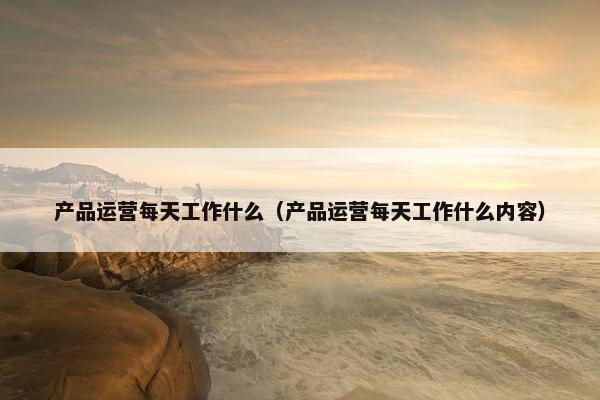 产品运营每天工作什么（产品运营每天工作什么内容）