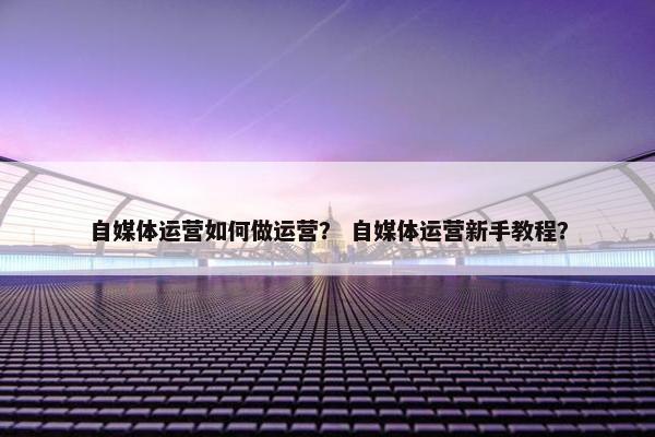 自媒体运营如何做运营？ 自媒体运营新手教程？