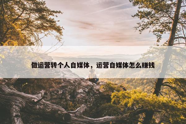 做运营转个人自媒体，运营自媒体怎么赚钱