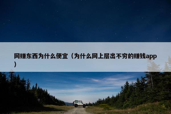 网赚东西为什么便宜（为什么网上层出不穷的赚钱app）