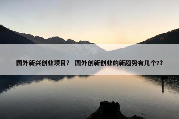 国外新兴创业项目？ 国外创新创业的新趋势有几个?？