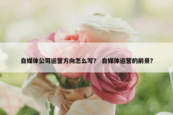 自媒体公司运营方向怎么写？ 自媒体运营的前景？