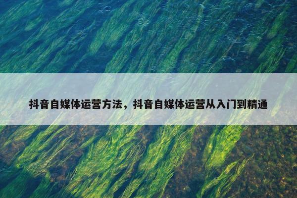 抖音自媒体运营方法，抖音自媒体运营从入门到精通