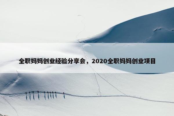 全职妈妈创业经验分享会，2020全职妈妈创业项目