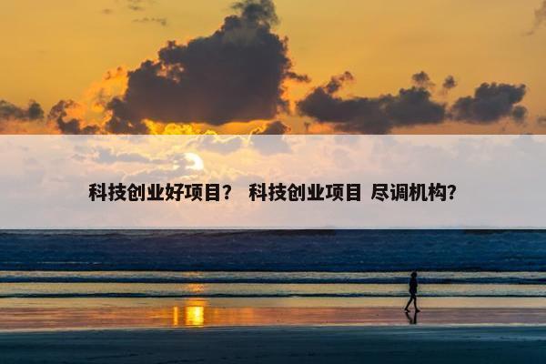 科技创业好项目？ 科技创业项目 尽调机构？