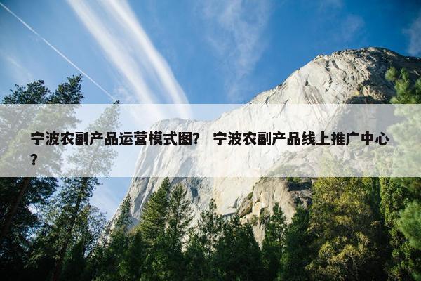宁波农副产品运营模式图？ 宁波农副产品线上推广中心？
