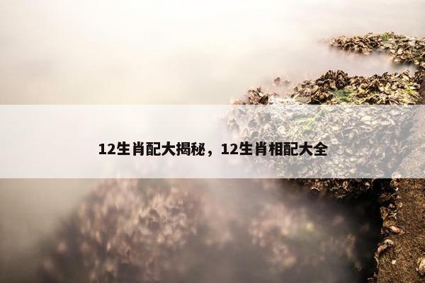 12生肖配大揭秘，12生肖相配大全