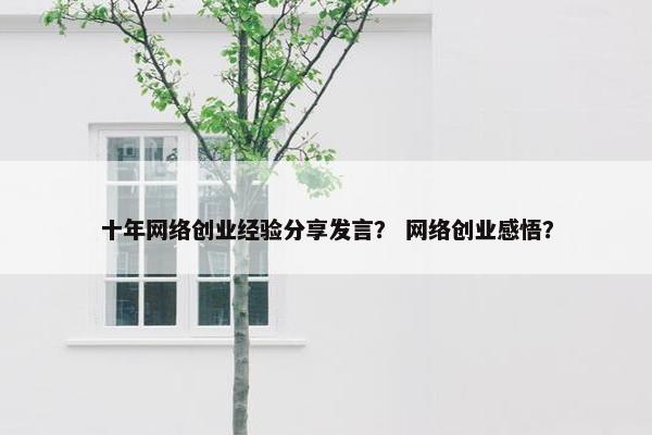 十年网络创业经验分享发言？ 网络创业感悟？