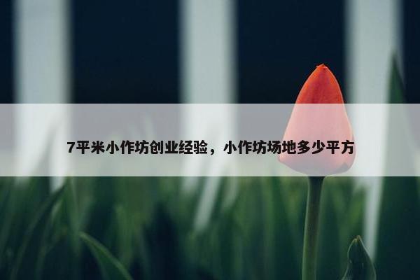 7平米小作坊创业经验，小作坊场地多少平方