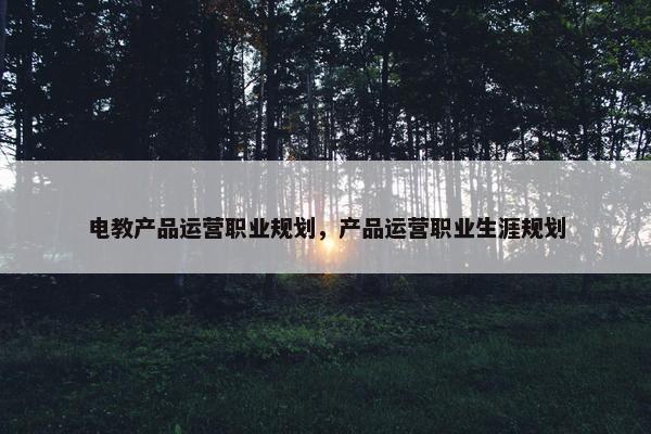 电教产品运营职业规划，产品运营职业生涯规划