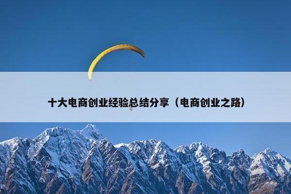 十大电商创业经验总结分享（电商创业之路）