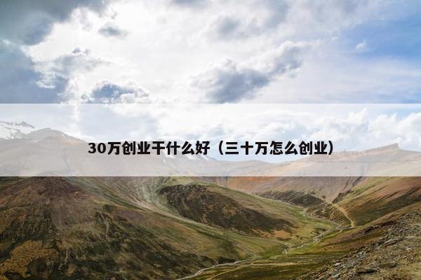 30万创业干什么好（三十万怎么创业）