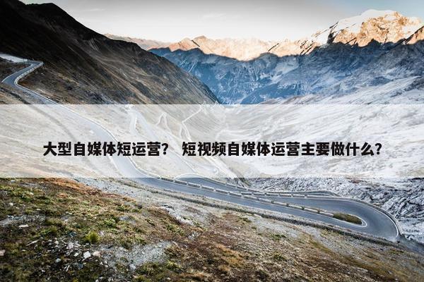 大型自媒体短运营？ 短视频自媒体运营主要做什么？