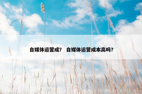 自媒体运营成？ 自媒体运营成本高吗？