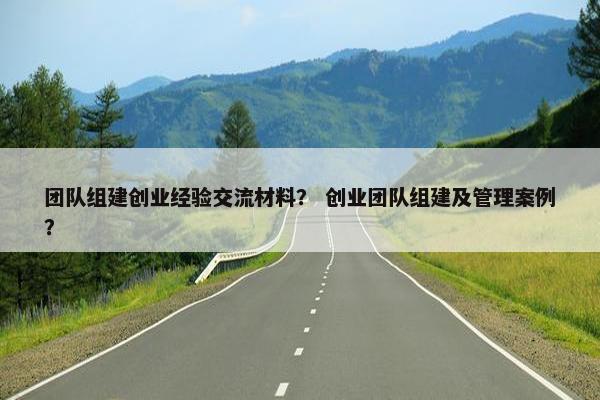 团队组建创业经验交流材料？ 创业团队组建及管理案例？