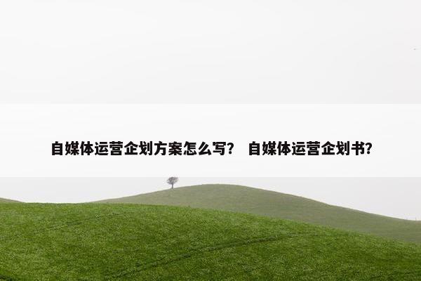 自媒体运营企划方案怎么写？ 自媒体运营企划书？