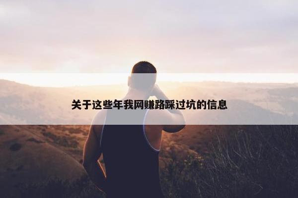 关于这些年我网赚路踩过坑的信息