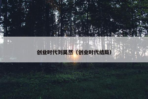 创业时代刘昊然（创业时代结局）