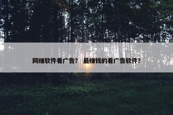 网赚软件看广告？ 最赚钱的看广告软件？