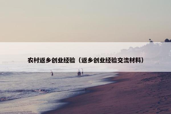 农村返乡创业经验（返乡创业经验交流材料）
