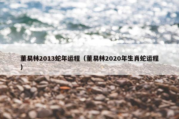 董易林2013蛇年运程（董易林2020年生肖蛇运程）
