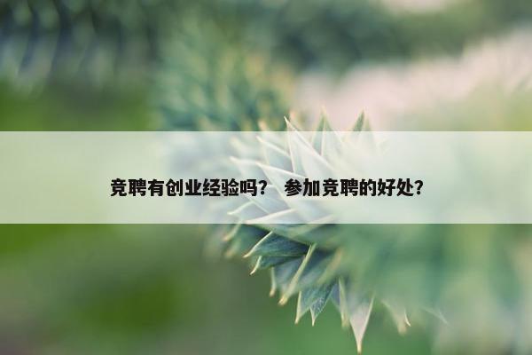 竞聘有创业经验吗？ 参加竞聘的好处？
