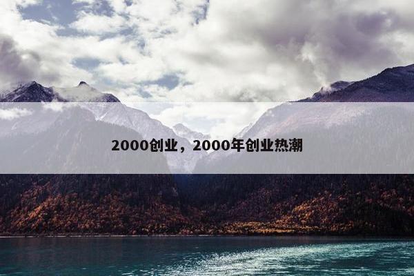 2000创业，2000年创业热潮