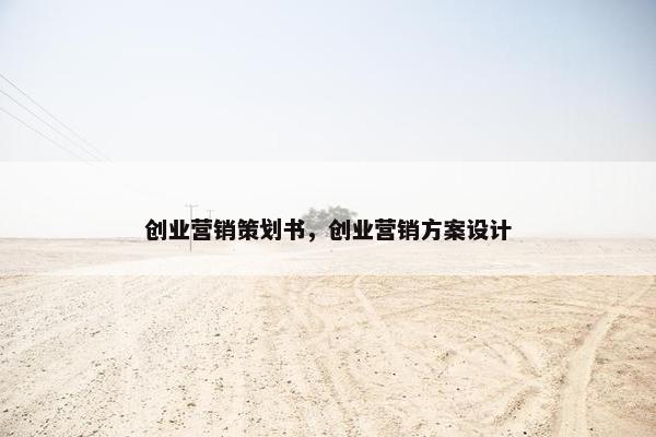 创业营销策划书，创业营销方案设计