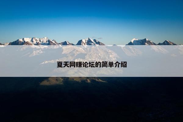 夏天网赚论坛的简单介绍