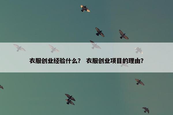 衣服创业经验什么？ 衣服创业项目的理由？