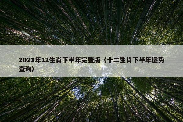 2021年12生肖下半年完整版（十二生肖下半年运势查询）