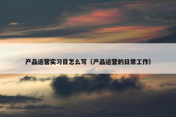 产品运营实习目怎么写（产品运营的日常工作）