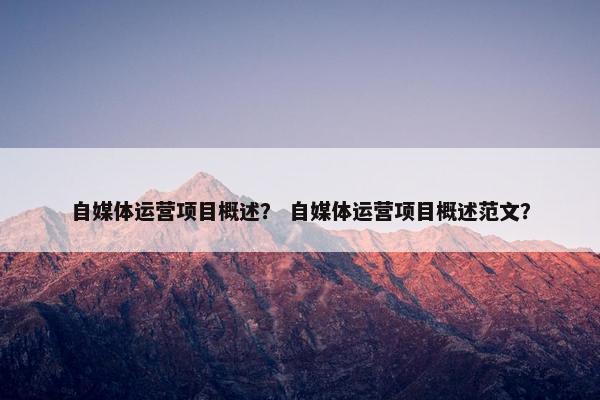 自媒体运营项目概述？ 自媒体运营项目概述范文？