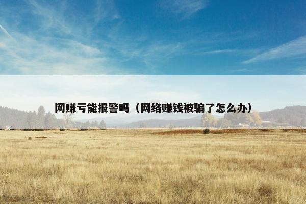 网赚亏能报警吗（网络赚钱被骗了怎么办）
