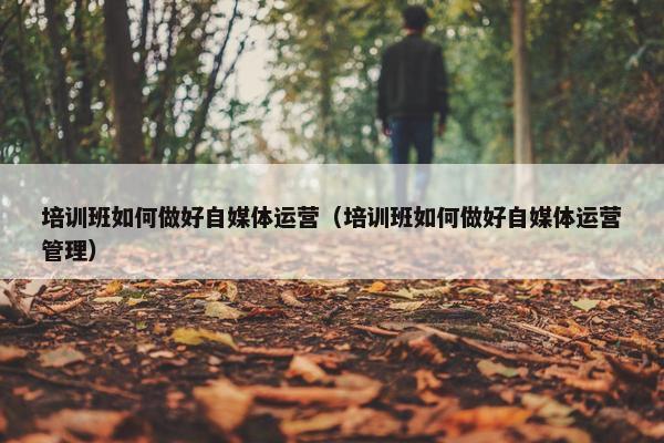 培训班如何做好自媒体运营（培训班如何做好自媒体运营管理）