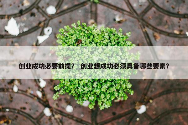 创业成功必要前提？ 创业想成功必须具备哪些要素？