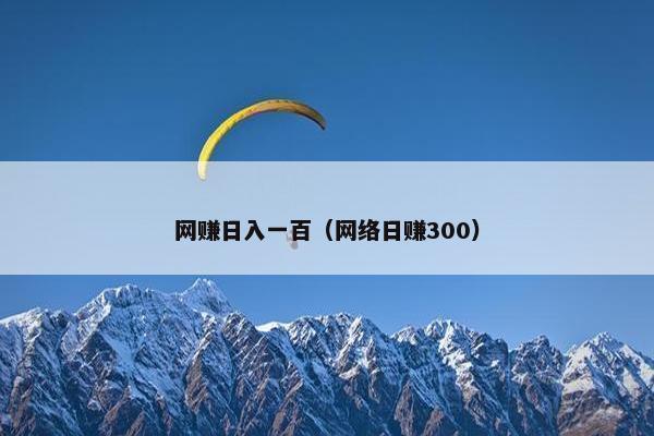 网赚日入一百（网络日赚300）