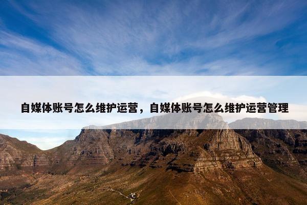 自媒体账号怎么维护运营，自媒体账号怎么维护运营管理
