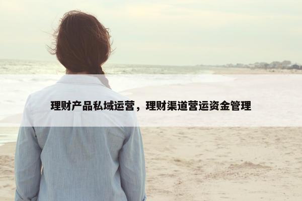 理财产品私域运营，理财渠道营运资金管理