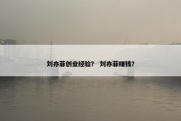 刘亦菲创业经验？ 刘亦菲赚钱？
