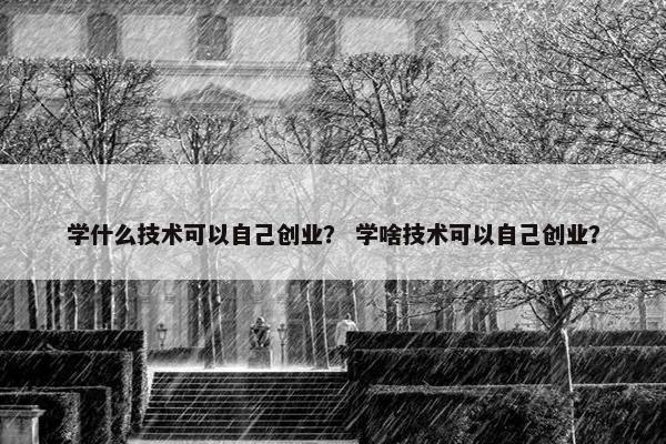 学什么技术可以自己创业？ 学啥技术可以自己创业？
