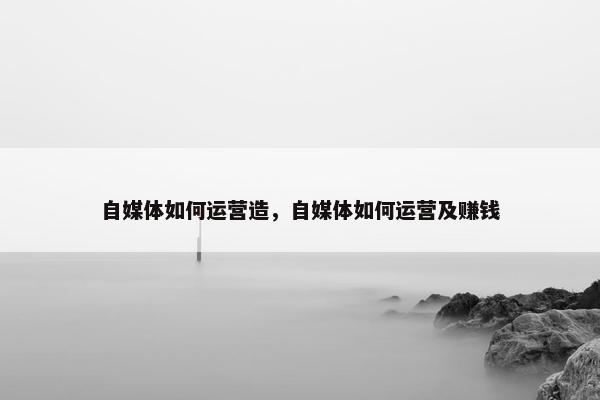 自媒体如何运营造，自媒体如何运营及赚钱