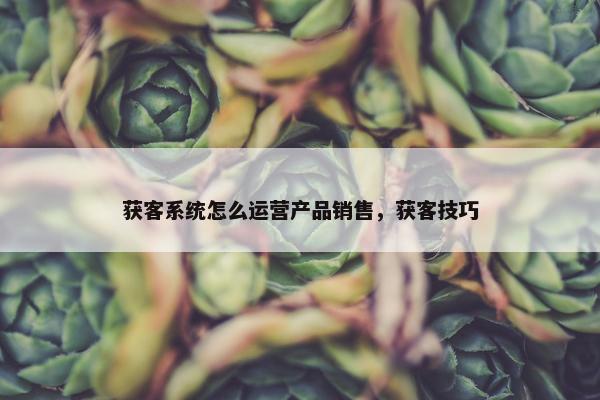 获客系统怎么运营产品销售，获客技巧