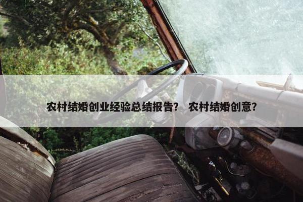 农村结婚创业经验总结报告？ 农村结婚创意？