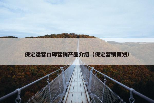 保定运营口碑营销产品介绍（保定营销策划）