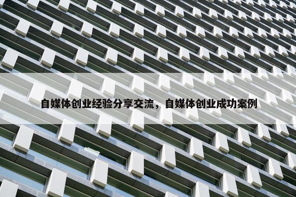 自媒体创业经验分享交流，自媒体创业成功案例
