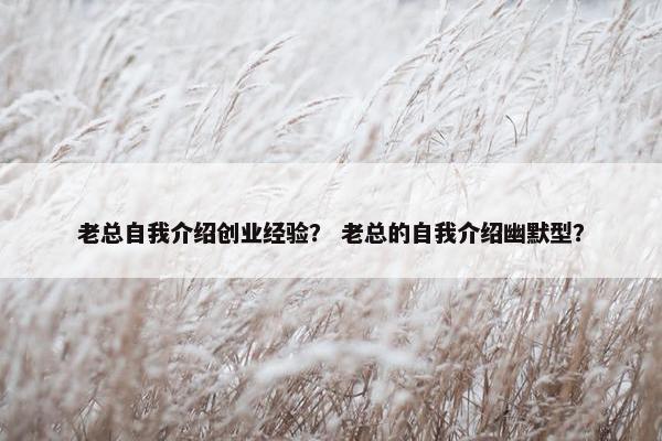 老总自我介绍创业经验？ 老总的自我介绍幽默型？