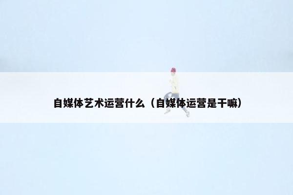 自媒体艺术运营什么（自媒体运营是干嘛）