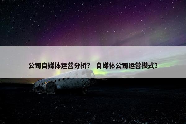 公司自媒体运营分析？ 自媒体公司运营模式？
