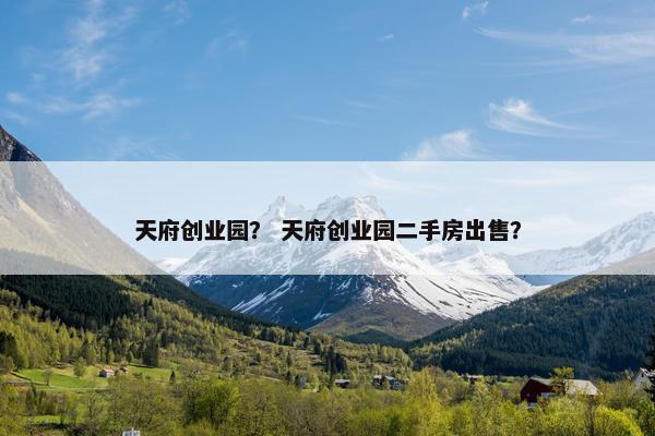 天府创业园？ 天府创业园二手房出售？